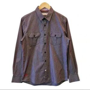English Laundry John Lennon Plaid Button Down Long Sleeve Shirt Black Red Small